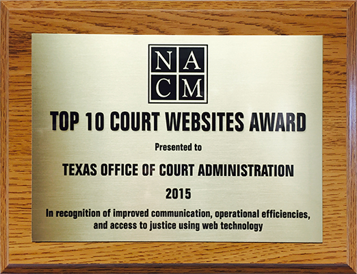 NACM Top 10 Websites of 2015 Plaque