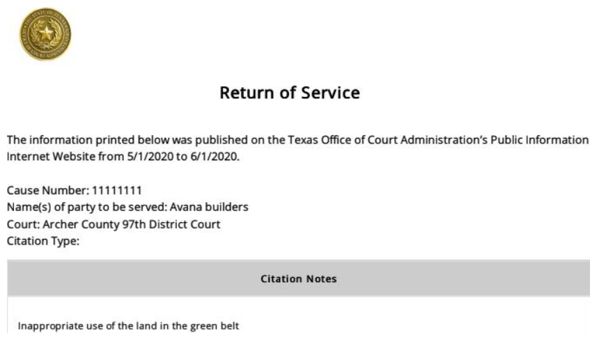 CBP Clerk 22 Return Service Notification