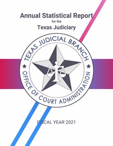 Cover art for the "Annual Statistical Report for the Texas Judiciary Fiscal Year 2021"